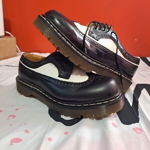 Dr. Martens Bex Men's Leather Brogue Shoes, Black/White, Wingtip Oxford Size  11